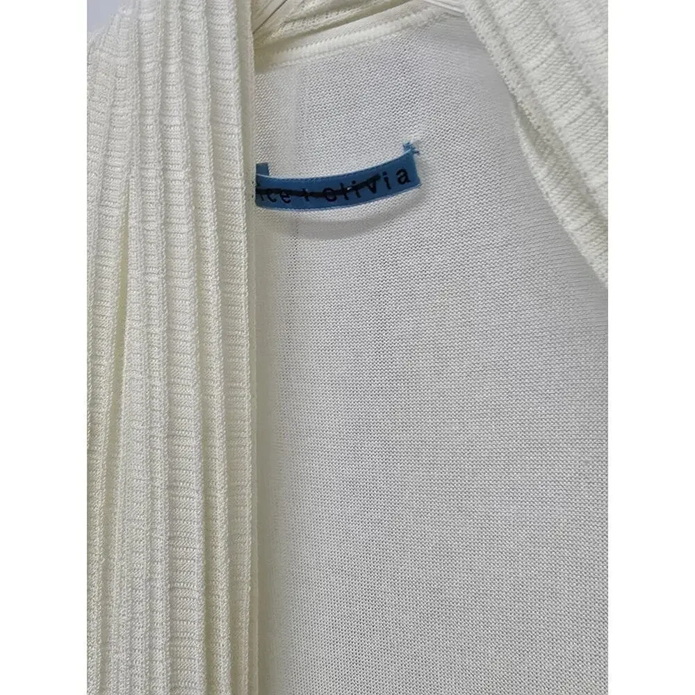 Alice + Olivia Women's Soft White Drape Front Long Cardigan XS NWT $297 - Picture 4 of 7